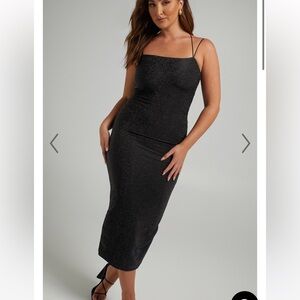 Starry eyes MIDI DRESS - BODYCON DRESS IN BLACK LUREX (NWT)